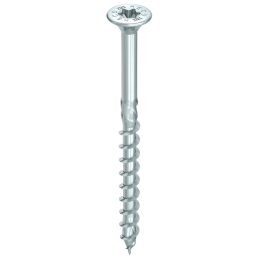 HECO TOPIX-plus 6,0 x 100, Senkkopf mit Frästaschen, T-Drive, T-25, Teilgewinde, verzinkt blau, A3K