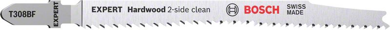 BOSCH EXPERT ‘Hardwood 2-side clean’ T 308 BF Stichsägeblatt, 5 Stück. Für Stichsägen BOSCH EXPERT ‘Hardwood 2-side clean’ T 308 BF Stichsägeblatt, 5 Stück. Für Stichsägen