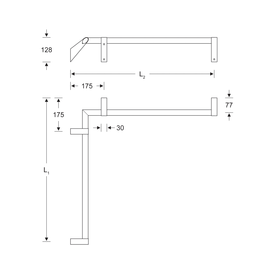 KWS Handlauf-Kombination A100, 90° 750x750 Schwarz matt
