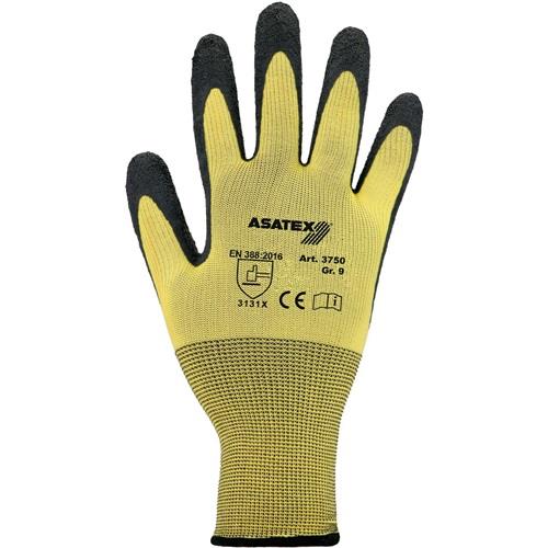 PROMAT Handschuhe Gr.7 gelb/schwarz EN 388 PSA II Nyl.m.Naturlatex ASATEX