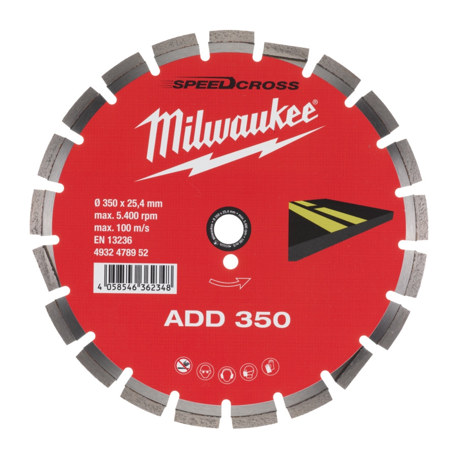 MILWAUKEE für Asphalt Diamanttrennscheibe Asphalt ADD 350 mm