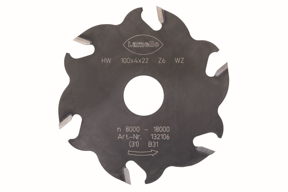 LAMELLO Nutfräser für Classic X, HW, Ø100x4xØ22 mm, Z6 Wechselzahn, 132106
