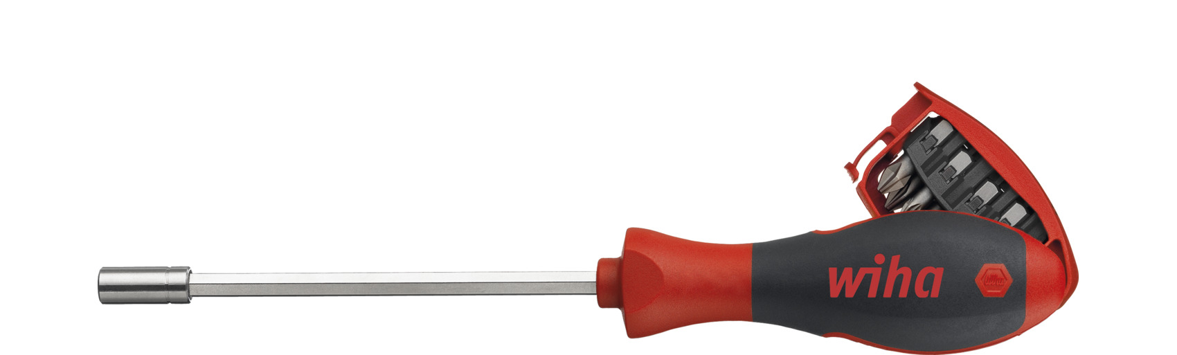 Wiha Schraubendreher mit Bit Magazin magnetisch gemischt mit 8 Bits, 1/4" in Blister (33007)