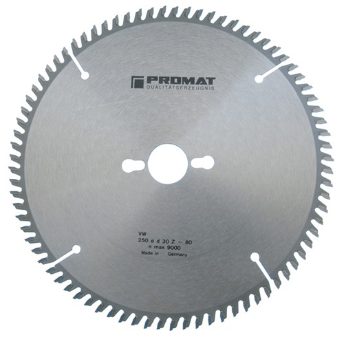 PROMAT Präzisionskreissägeblatt AD 250mm Z.80 WZ Bohrung 30mm Schnitt-B.3,2mm HM PROMAT