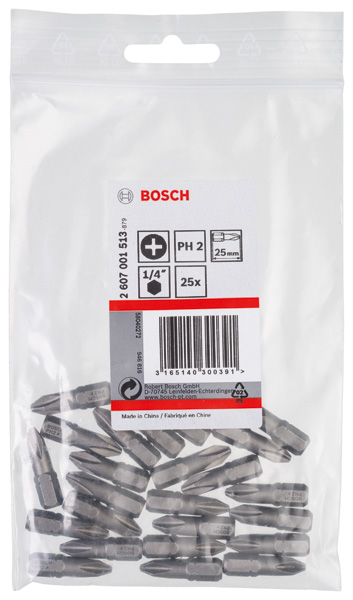 BOSCH Schrauberbit Extra-Hart PH 2, 25 mm, 25er-Pack