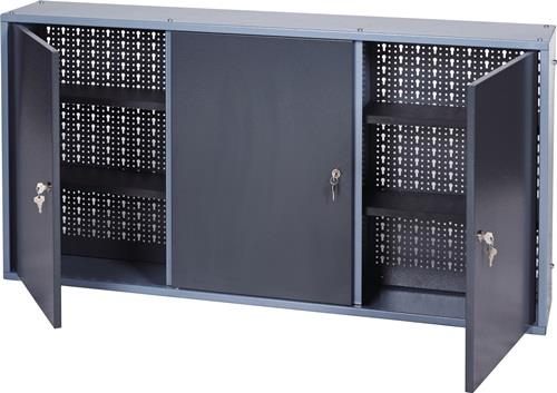 KUEPPER Werkzeugschrank H600xB1200xT200mm silber anth.3 Lochrückwände,3 Türen