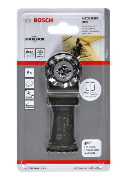BOSCH HCS Tauchsägeblatt AIZ 32 BSPC Hard Wood, 50 x 32 mm, 5er-Pack