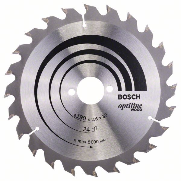 BOSCH Kreissägeblatt Optiline Wood für Handkreissägen, 190 x 30 x 2,6 mm, 24