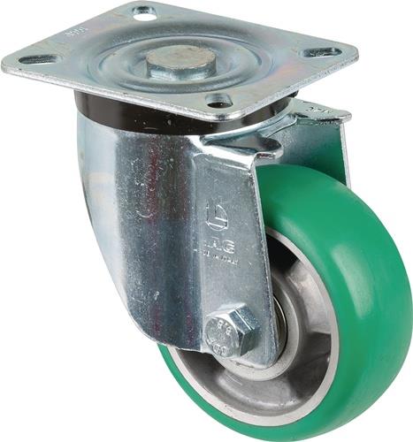BS ROLLEN Lenkrolle D.100mm Trgf.200kg PU Platte L105xB85mm Farbe Rl.blau BS ROLLEN