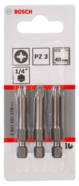 BOSCH Schrauberbit Extra-Hart PZ 3, 49 mm, 3er-Pack