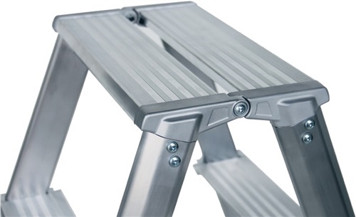 GÜNZBURGER Stufenstehleiter 2x6 Stufen Alu.Gesamt-H.1390mm Stufen-Holmverbindung geschraubt