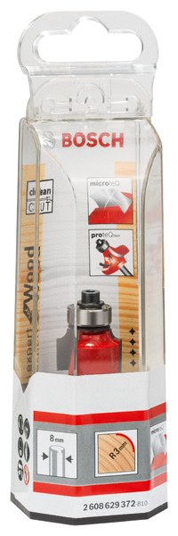 BOSCH Abrundfräser Expert for Wood, 8 mm, D 18,7 mm, R1 3 mm, L 12,7 mm, G 55 mm