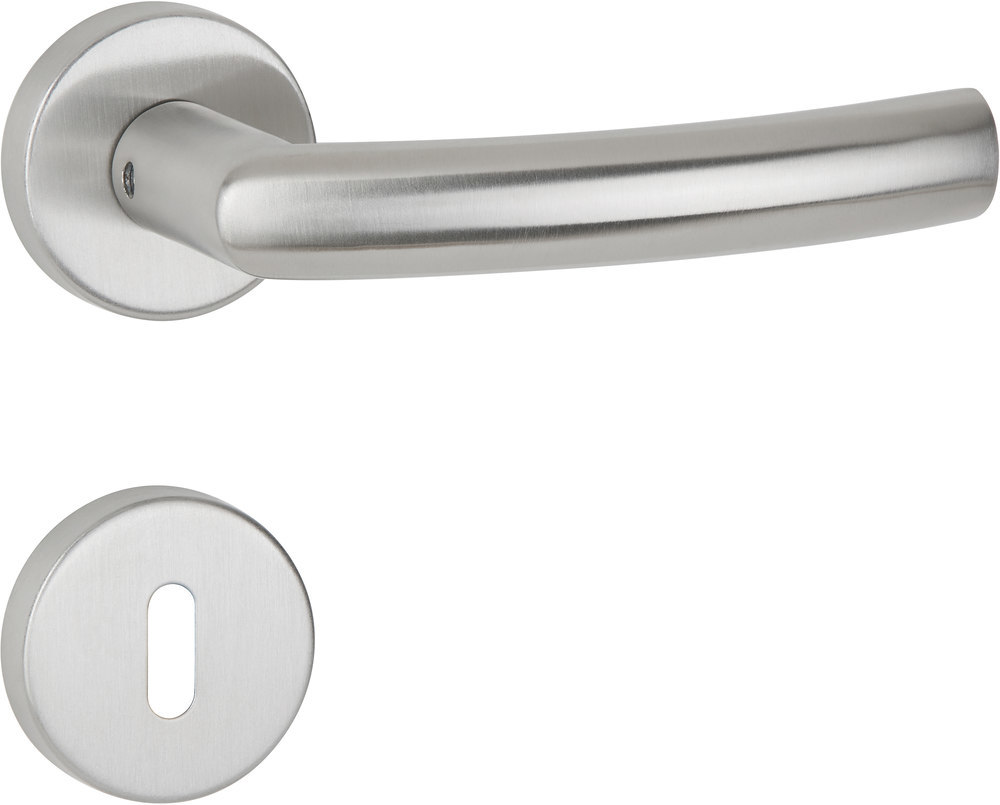 HERMAT Drückergarnitur mit Rosetten BASIC 07 1807/2036.K, Edelstahl