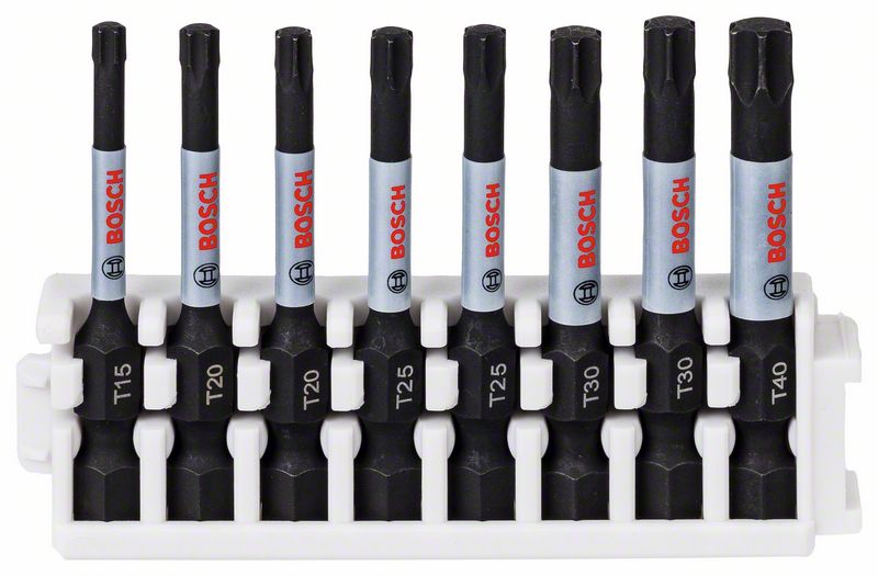 BOSCH Schrauberbit-Set Impact Control, 8-teilig, 1 x T15, T40, 2x T20, T25, T30, 50 mm