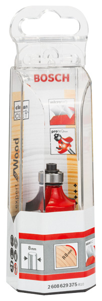 BOSCH Abrundfräser Expert for Wood, 8 mm, D 28,6 mm, R1 8 mm, L 12,7 mm, G 55 mm