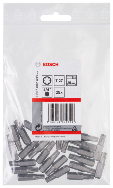 BOSCH Schrauberbit Extra-Hart T27, 25 mm, 25er-Pack