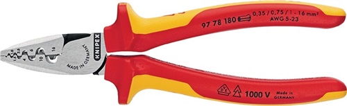 KNIPEX Aderendhülsenzange Gesamt-L.180mm 0,25-16,0(AWG 23-5)mm² pol.Mehrkomp-Hüllen VDE