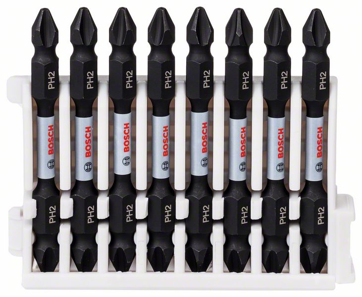 BOSCH Doppelklingen Schrauberbit-Set Impact Control, 8-teilig, PH2-PH2, 65 mm