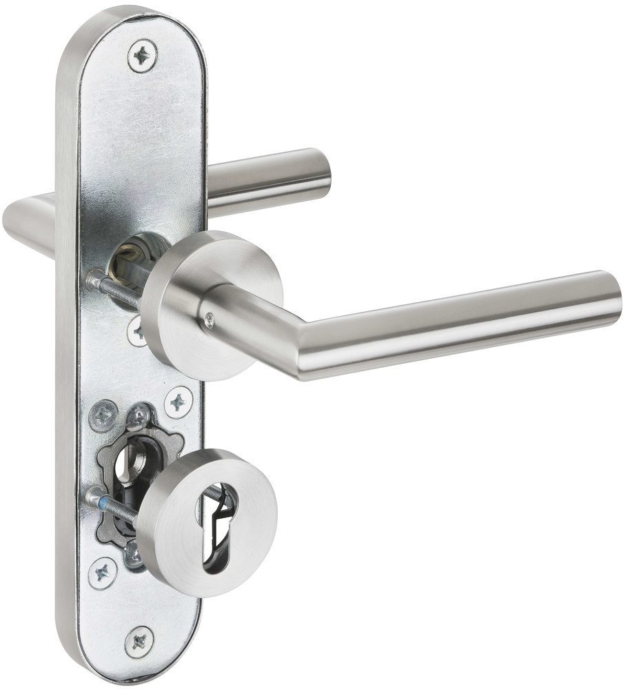 HERMAT Schutz-Kombi-Drückergarnitur BASIC 02 1802.ROS/2089.KS, Edelstahl