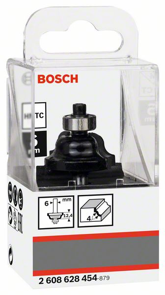 BOSCH Profilfräser 6 mm, R1 4 mm, D1 28,6 mm, B 8 mm, L 12,4 mm, G 54 mm