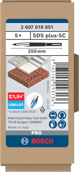 BOSCH Spitzmeißel mit SDS plus-Aufnahme, 250 mm, 5er-Pack