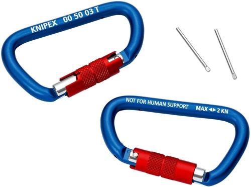 KNIPEX Materialkarabiner L.81mm m.Schraubverschluss blau besch.KNIPEX