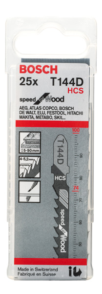 BOSCH Stichsägeblatt T 144 D Speed for Wood, 25er-Pack