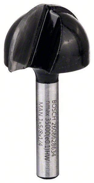 BOSCH Hohlkehlfräser 1/4", R1 12,7 mm, D 25,4 mm, L 15,6 mm, G 49 mm