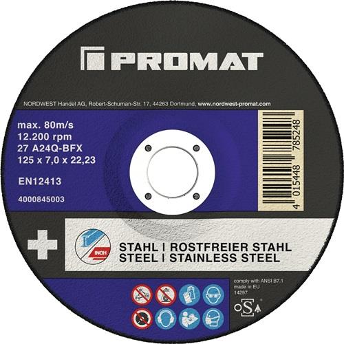 PROMAT Premium-Schruppscheibe 2in1 D125xS7mm gekr.INOX/Stahl Bohr.22,23mm PROMAT