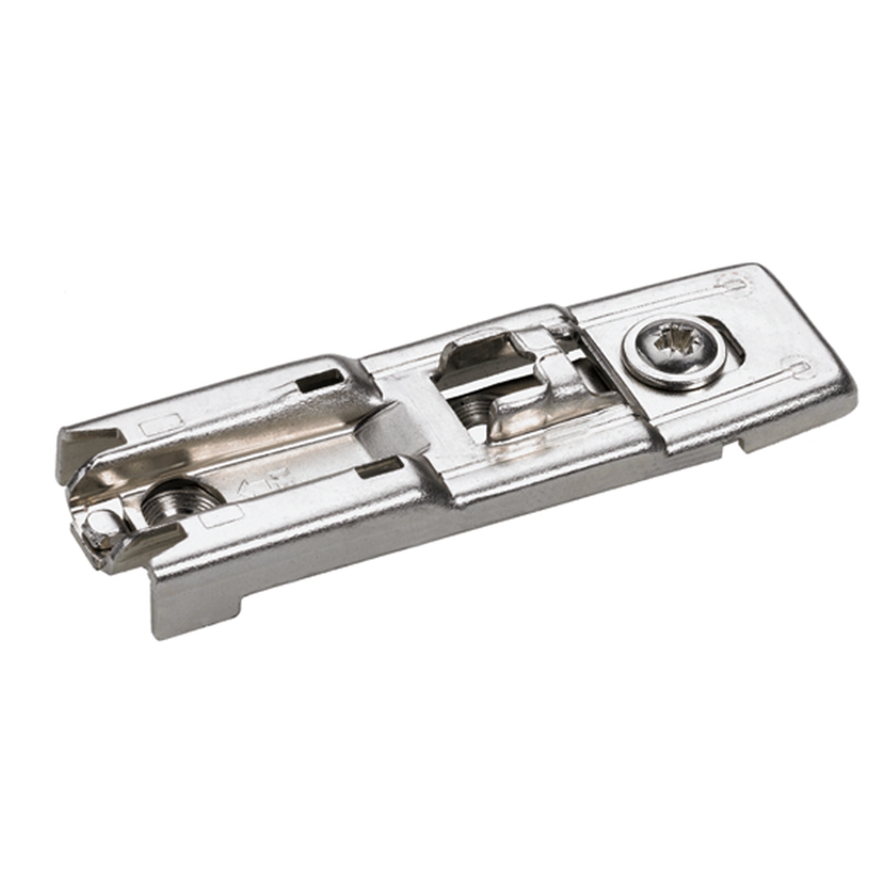 HETTICH Linear-Montageplatte mit Direkt-Höhenverstellung, vernickelt, Lochreihe 20 x 32 mm, zum Anschrauben, Distanz 1.5 mm, 9117341