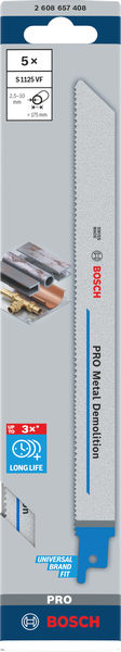 BOSCH Säbelsägeblatt S 1125 VF, Heavy for Metal, 5er-Pack