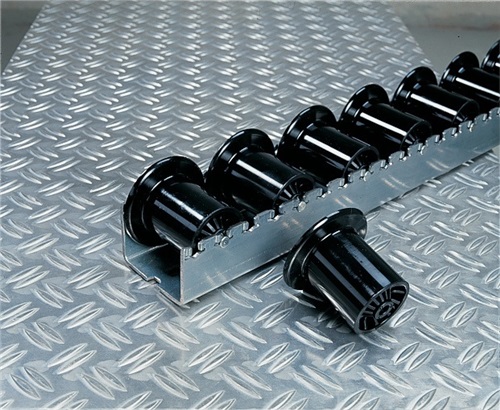 BITO Rollenleiste schwer L.2400mm Ku.-Spurkranzrollen,D.46/70mm Rollenteilung 72mm