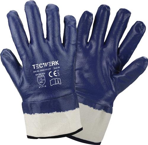TECWERK Handschuhe Neckar Gr.10 blau Nitrilvollbeschichtung EN 388 PSA II TECWERK
