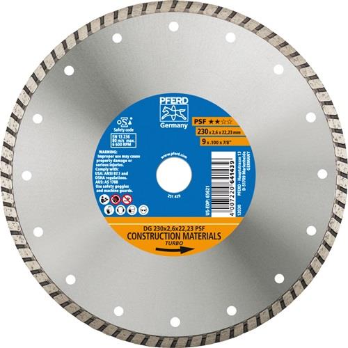 PFERD Diamanttrennscheibe DG PSF D.230mm Bohr.22,23mm Seg.-H.7mm Seg.-S.2,6mm PFERD