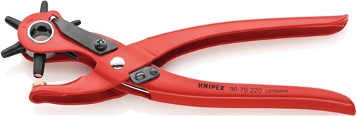 KNIPEX Revolverlochzange Gesamt-L.220mm Öffnungsf.2/2,5/3/3,5/4 u.5mm rot pulv.KNIPEX