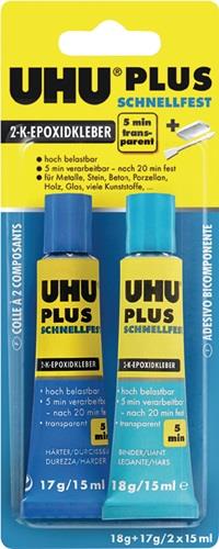 UHU 2K-Epoxidharzklebstoff PLUS SCHNELLFEST 35g farblos Tube UHU