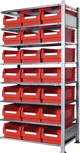 KAPPES Steckregal H2000xB1000xT500mm Anbauregal 8 Stahl-Bd.21xGr.2 rot KAPPES