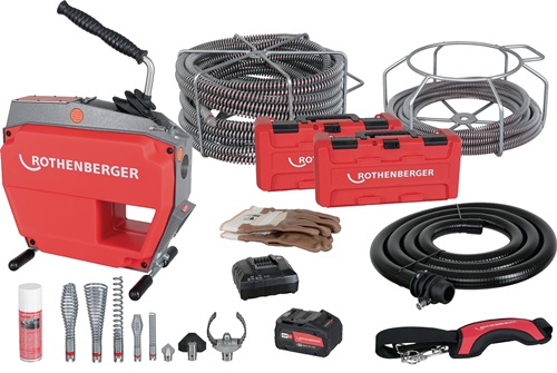 ROTHENBERGER Akku-Rohrreinigungsmaschine R600 VarioClean CAS f.Rohr-D.20-150mm 18V 8Ah 50,7kg