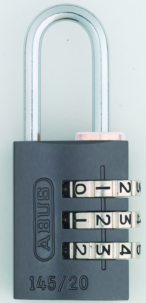 ABUS Zahlen-Vorhangschloss 145, 3-stelliger Zahlencode, Aluminium massiv