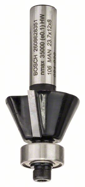 BOSCH Fase-/Bündigfräser 8 mm, D1 23,7 mm, B 5,5 mm, L 12 mm, G 54 mm, 25°