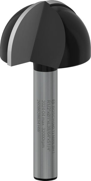 BOSCH Hohlkehlfräser 1/4", R1 12,7 mm, D 25,4 mm, L 15,6 mm, G 49 mm
