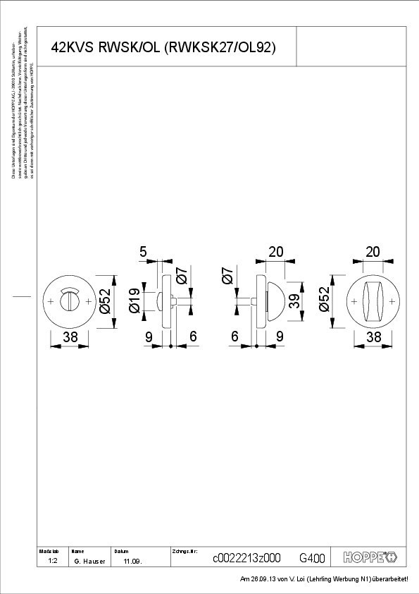HOPPE® Schlüsselrosettenpaar 42KVS, Aluminium, 11693472 HOPPE® Schlüsselrosettenpaar 42KVS, Aluminium, 11693472