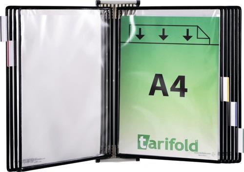 TARIFOLD Wandhalter 5 Sichttafeln schwarz m.Drahtrahmen,ku.-ummantelt f.DIN A4 TARIFOLD
