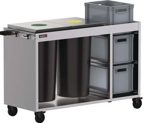 FLORA Reinigungswagen 2 Tonnen á 60l,3 Kisten STA FLORA