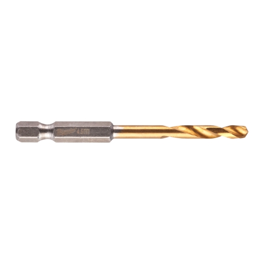 MILWAUKEE 4,5 x 76 mm SHOCKWAVE Metallbohrer HSS-G RED HEX Titan 1/4"
