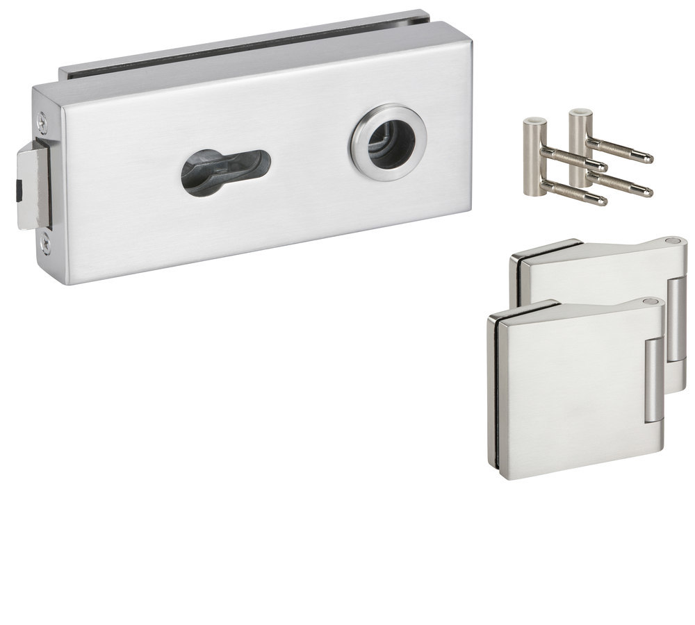 HERMAT Ganzglastürschloss-Set BASIC SQUARE 6773L/6325.P/HZ, Edelstahl