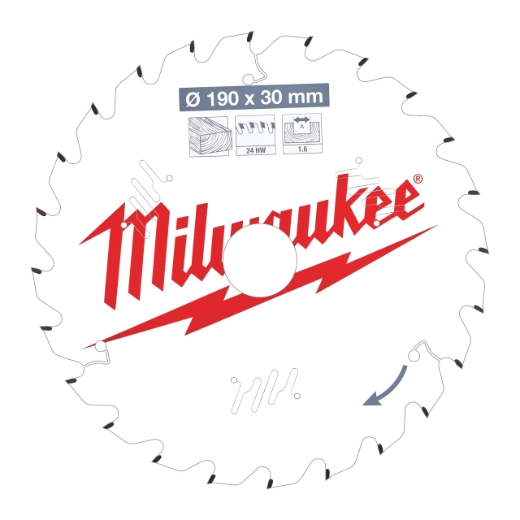 MILWAUKEE 190/30 mm Z24 Wechselzahn Kreissägeblatt Holz für Handkreissägen