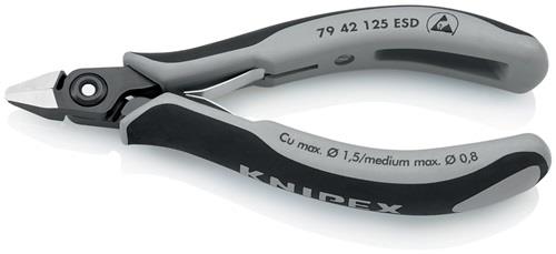 KNIPEX Präzisions-Elektronik-Seitenschneider L.125mm Form 4 Facette nein pol.ESD KNIPEX