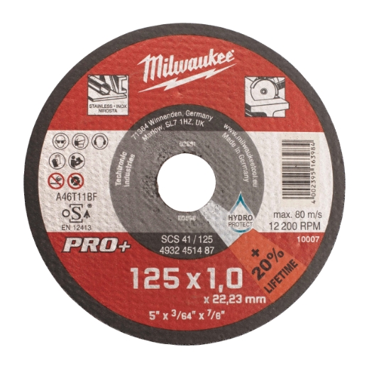 MILWAUKEE SCS41 1 mm Metalltrennscheibe PRO+ INOX 125 mm