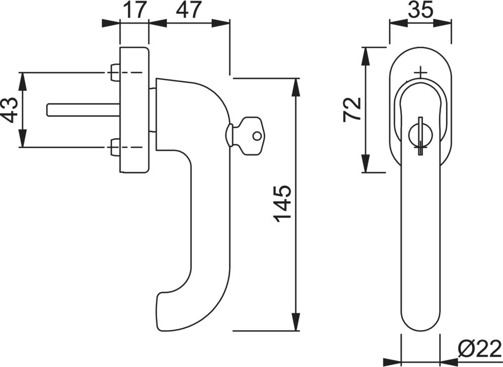 HOPPE® Fenstergriff absperrbar Paris E038S/UD9056 TBT 4, mit Schrauben, Edelstahl, 12026219 HOPPE® Fenstergriff absperrbar Paris E038S/UD9056 TBT 4, mit Schrauben, Edelstahl, 12026219
